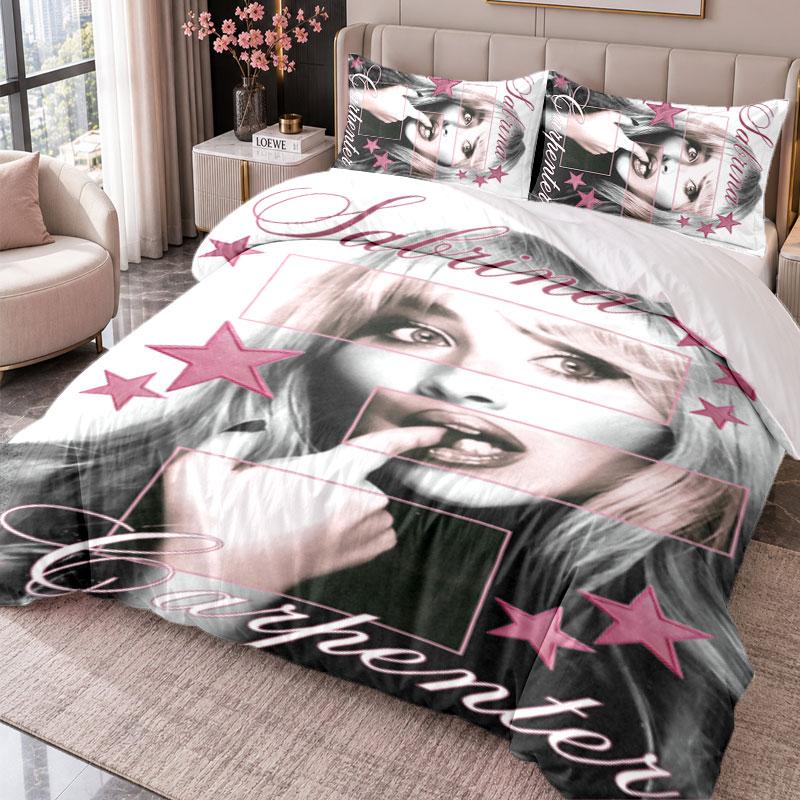 Sabrina Carpenter 3Pcs Bedding Set Duvet Cover With Two Pillowcases For Bedroom Home Decoration