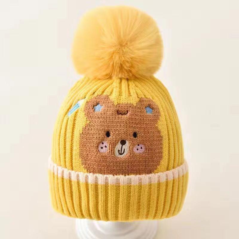 Girls' Winter Wool Hat - Plush, Warm, Cute Knitted Hat for Babies.