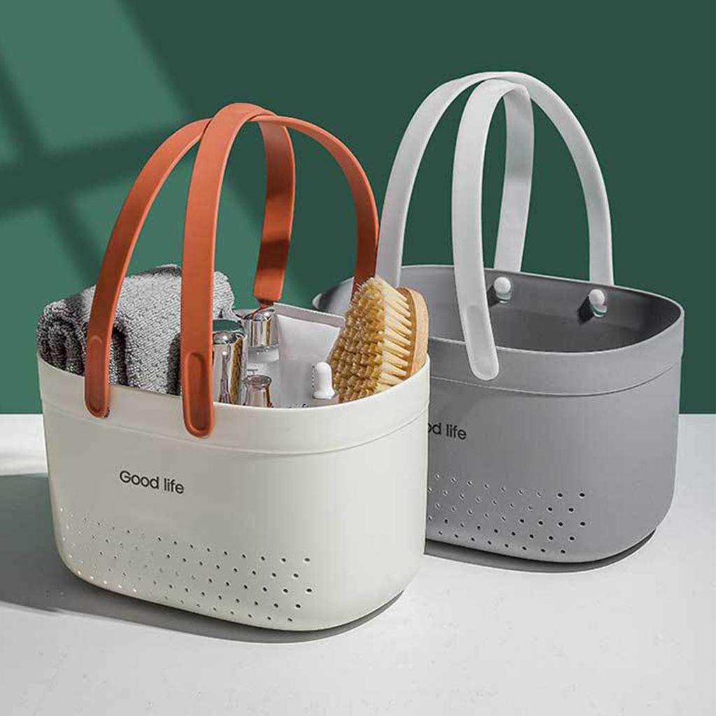 Корзина для ванны с ручкой Полые сливные корзины для хранения Сумка для душа для дома Ванная комната Кладовая Кухня Органайзер для шампуня и закусок Косметический органайзер ASL