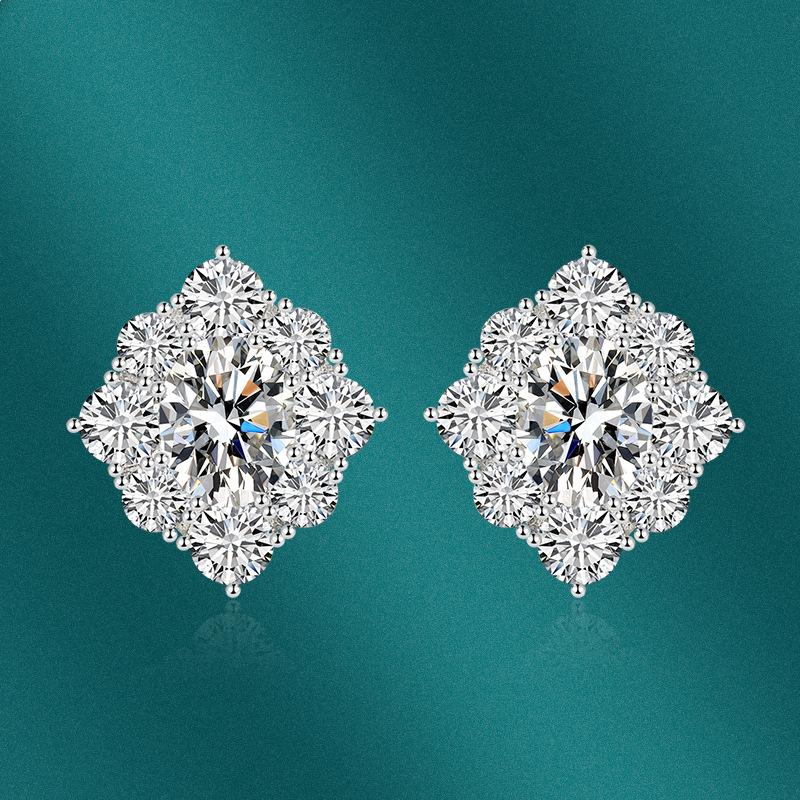 BELLA BOX Luxury Women Fashion Flower Stud Earrings Wedding Engagement Party Gift
