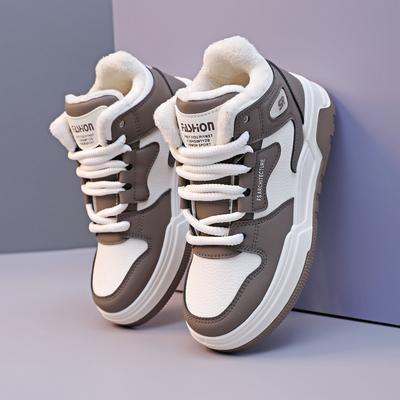 CRLAYDK женские высокие зимние кроссовки 2024 года на меховой подкладке из искусственной кожи на платформе, теплые теннисные модные прогулочные спортивные ботильоны