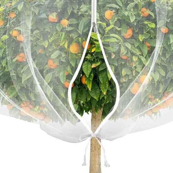 Fruit Tree Netting Cover with Zipper Drawstring Design Ultra-Fine Mesh Transparent Bird Insect Garden Netting Plant Cover