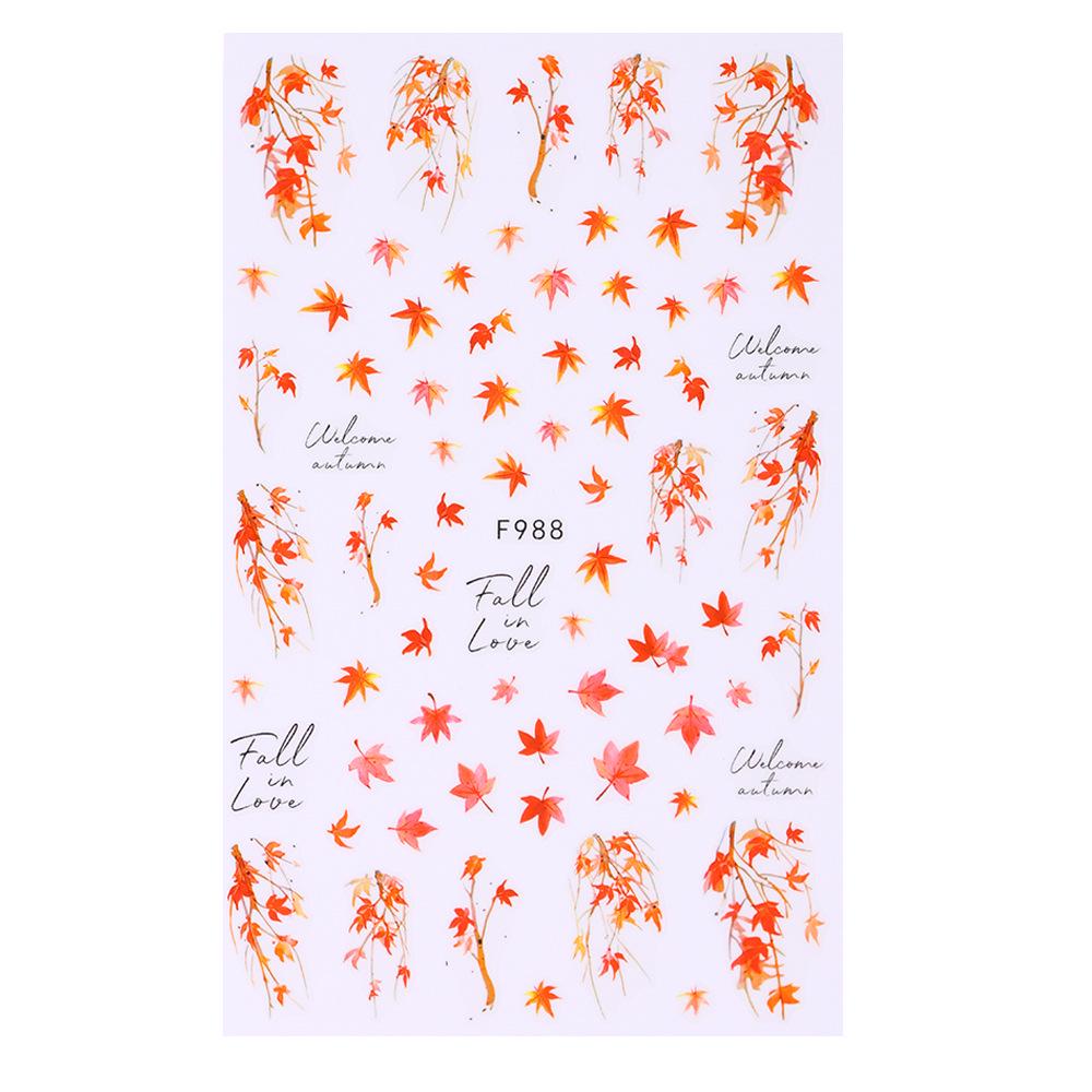 Осенние наклейки для ногтей 'Кленовый лист' - Цветочный и лиственный самоклеящийся дизайн