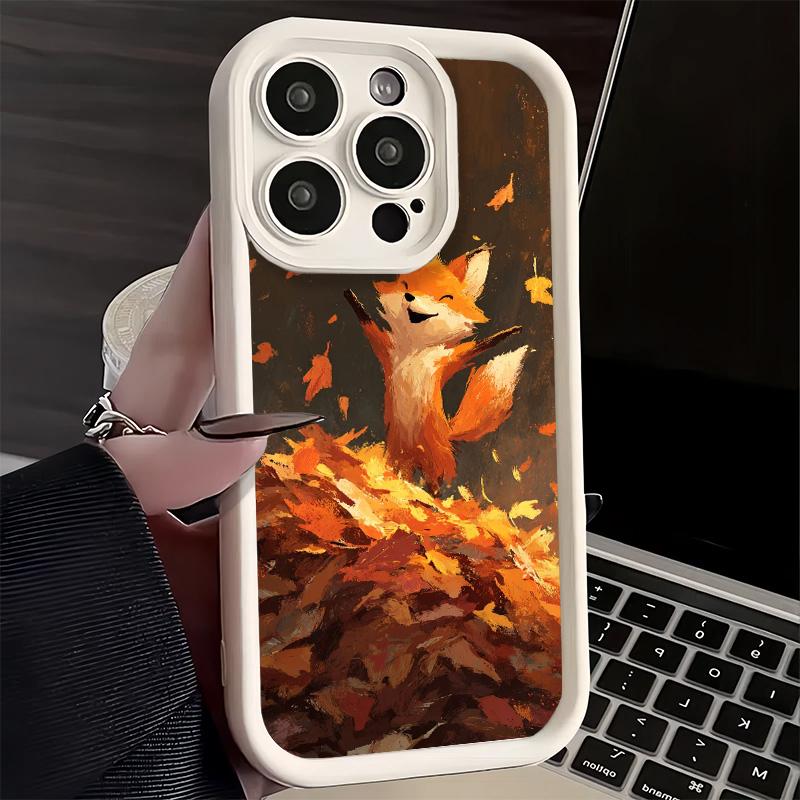 Чехол для телефона iPhone 17 Air 16E 15 16 Pro Max Мультяшная Лиса Животное Чехол 14 Plus 13 12 Mini Мягкий Силиконовый Fundas