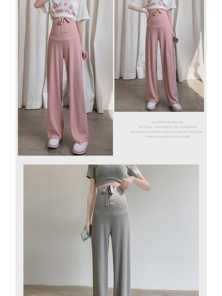 Широкие брюки для беременных из дышащего шелка Ice Silk, весна/лето 2024 г. — легкие, свободные, прямые повседневные брюки.