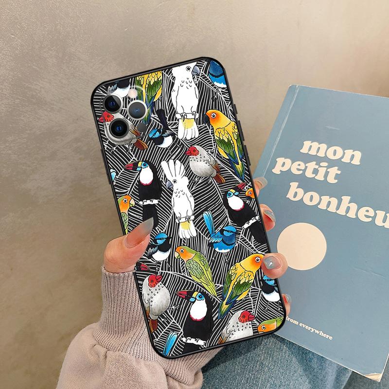 Чехол с разноцветными попугаями для iPhone 14 16 15 11 12 13 Pro Max 12 13 mini XR 15 16 Plus 16e Задняя крышка