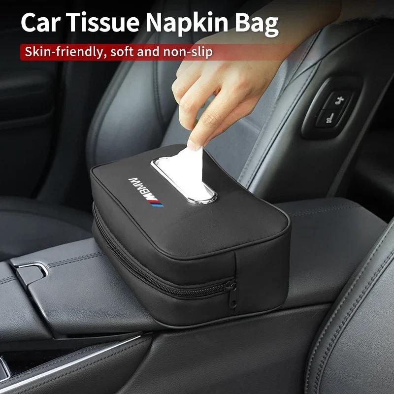 New Car Seatback Tissue Box Armrest Paper Napkin Storage Bag Accessories For BMW Performance X1 X3 X5 E39 E46 E90 F20 E60 F