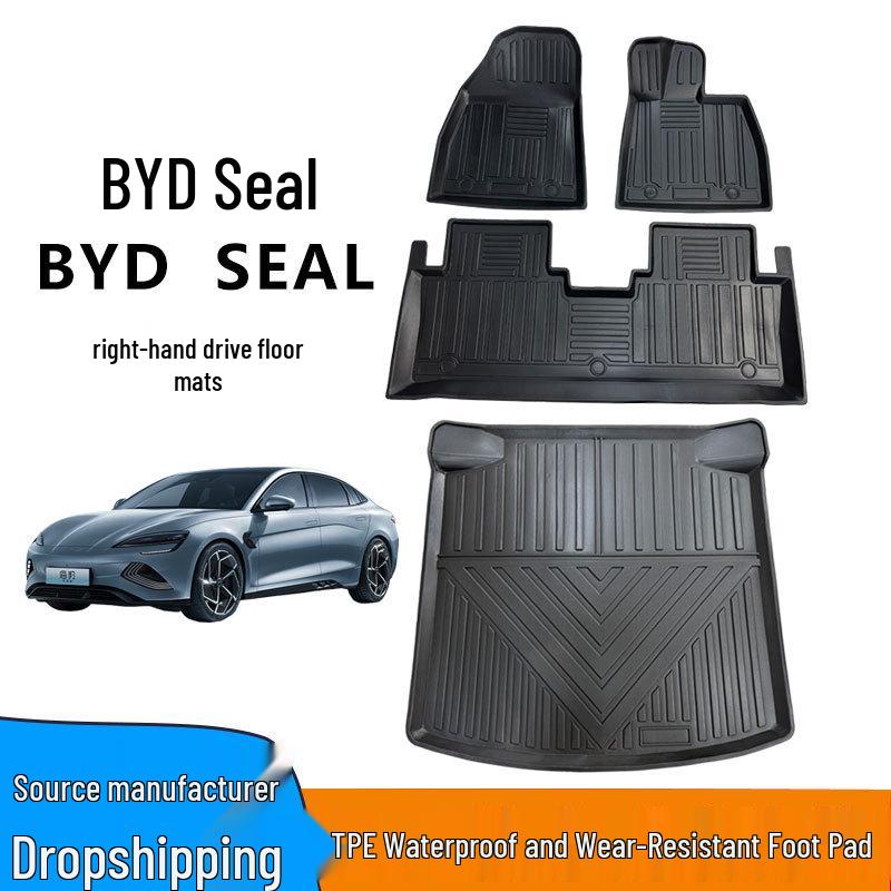 Водонепроницаемые и износостойкие коврики из ТПЭ для пола и багажника для BYD SEAL с правым рулем