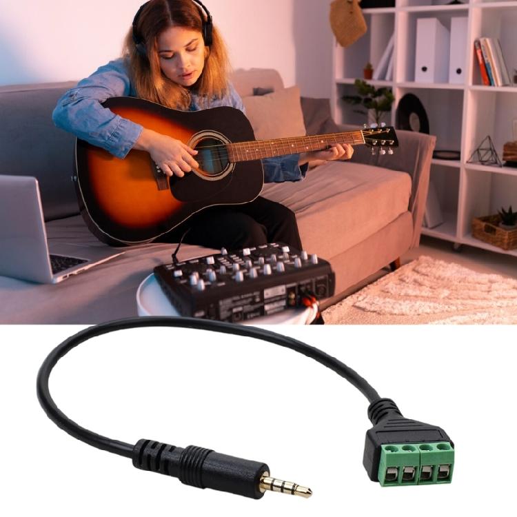 Gold Plateds 3.5mm TRRS Sound Balun Cable 4 Pin Screw Terminals Connectors 30cm Stereo to Mono Adapters