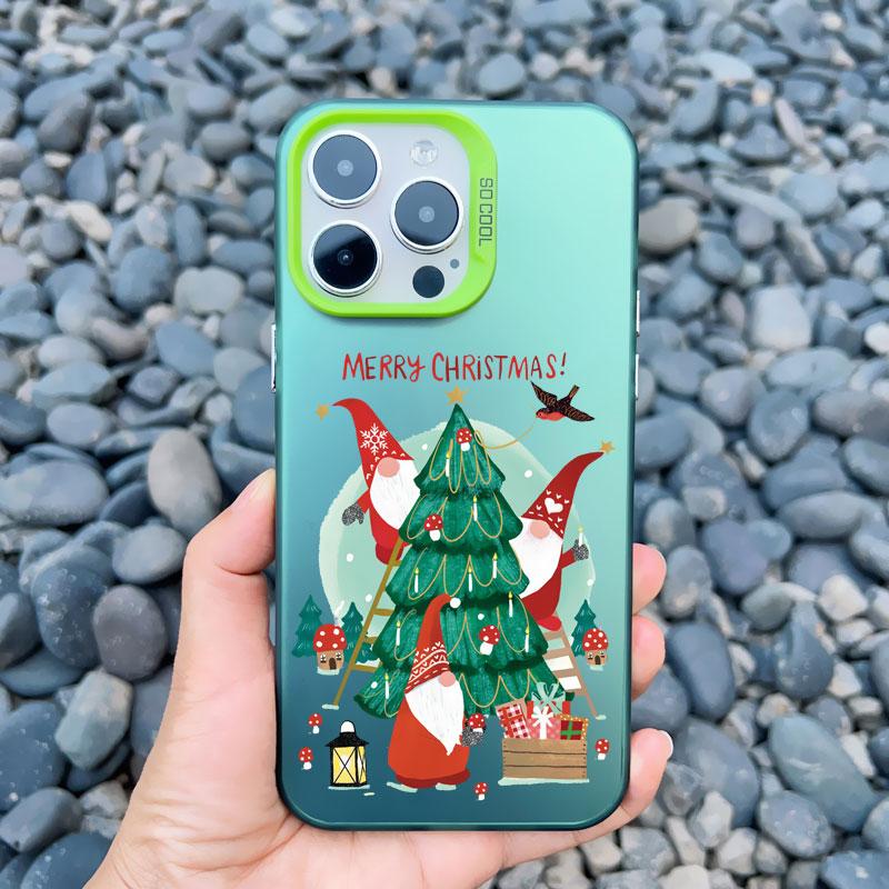 Новогодний Рождественский Чехол для Телефона Санта-Клаус для IPhone 16 15 Pro Max 14 13 12 11 Pro Max 13 Mini 15 14 Plus Милые Лазерные Задние Крышки