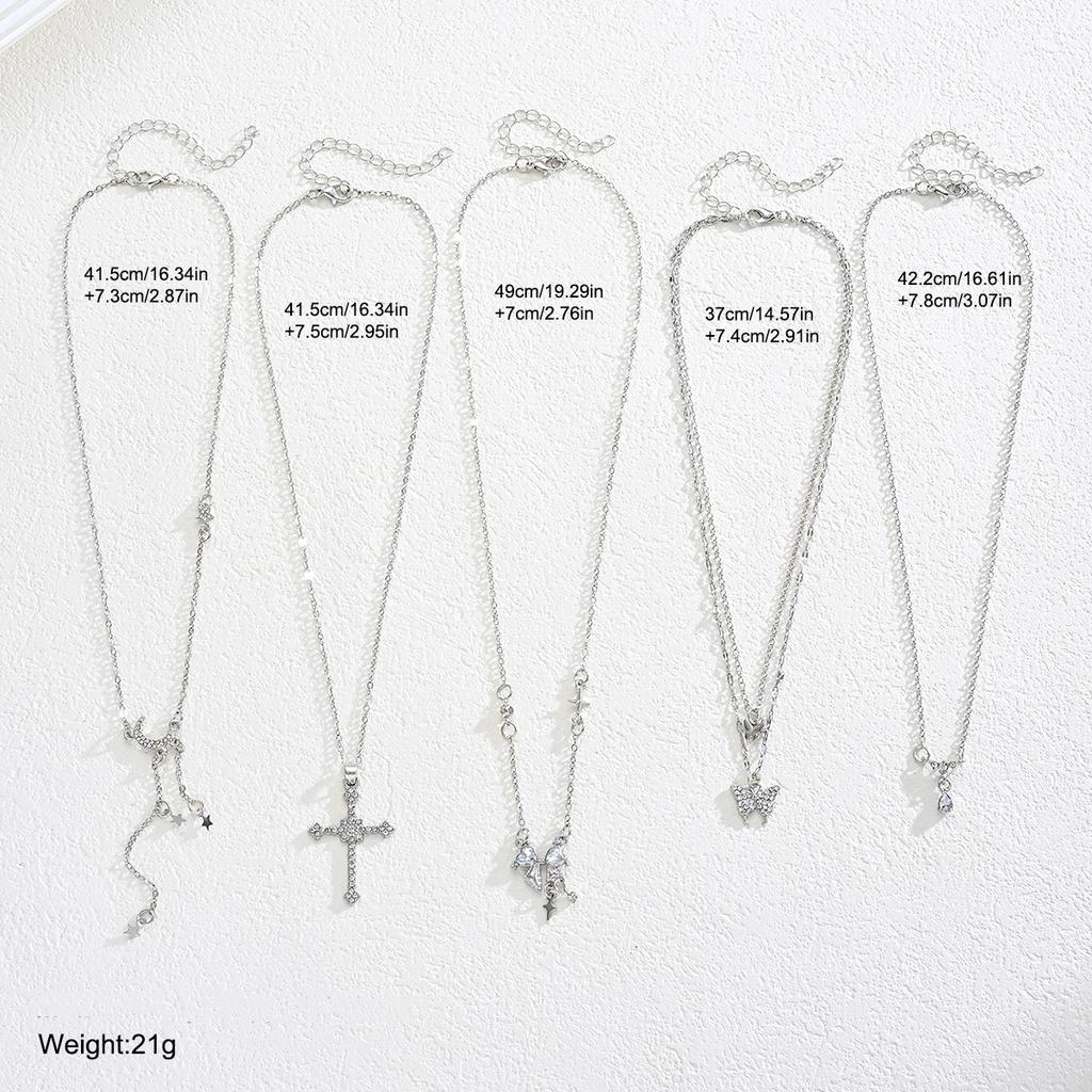 5pcs Elegant Necklace Set For Women Sparkling Zircon Fashion Butterfly Heart Cross Bow Pendant Necklaces Party Jewelry Gift 2026