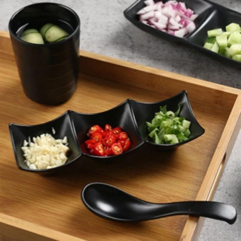 Black Seasoning Plate Japanese Style Hot Pot Dipping Dish Sushi Soy Dipping Sauce Bowl Home