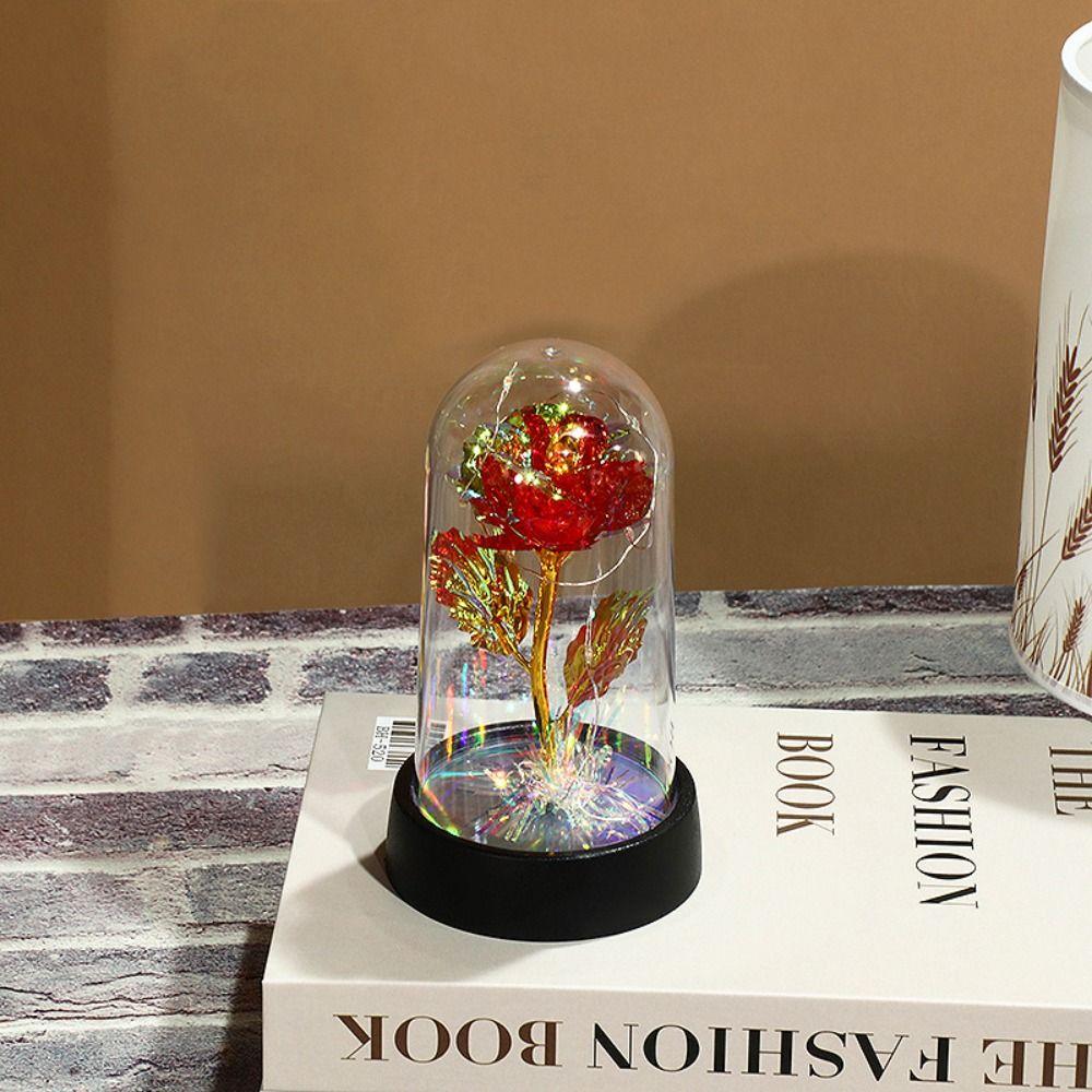 Красная Разноцветная Роза Искусственные Цветы Свадебное Украшение Светодиодная Подсветка Фольгированный Цветок Подарок