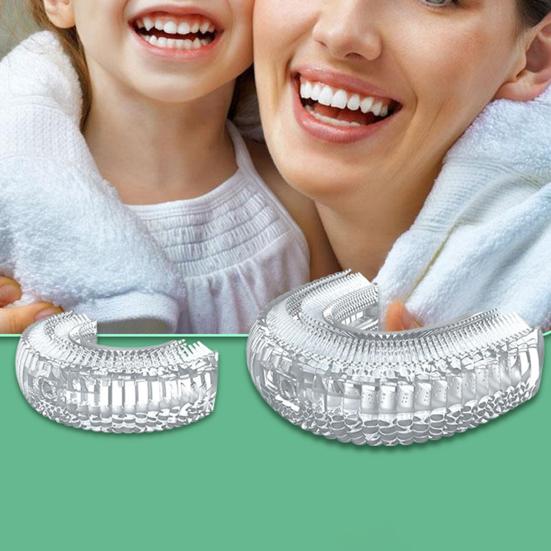 Головка зубной щетки U-образной формы, глубоко очищающая силиконовая мягкая электрическая зубная щетка на 360 градусов для детей