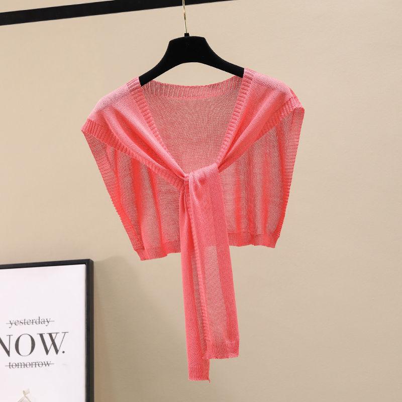 Summer Sun Protection Ice Silk Knitting Versatile Knotted Scarf Women's Short Style Neck Protection Thin Style