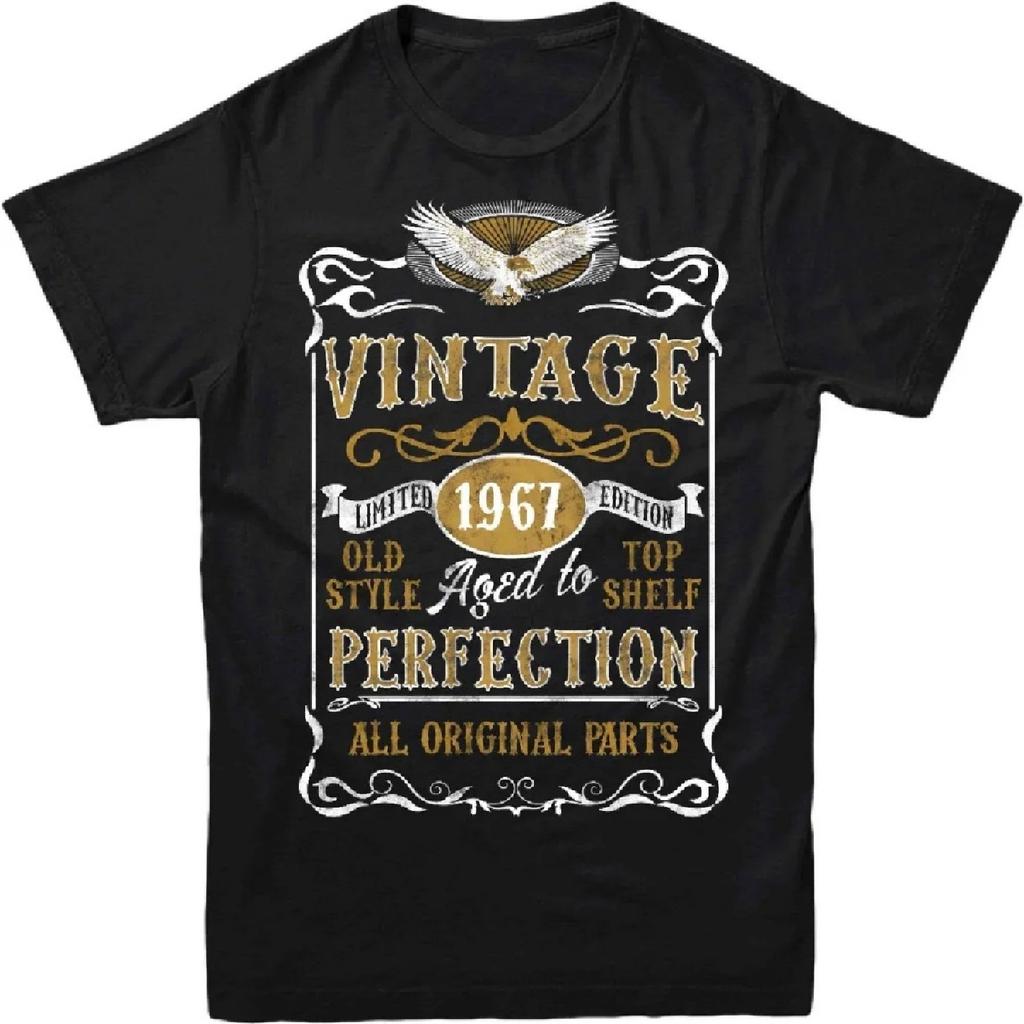 Винтажная футболка Сделано в 1967 году. Родился 1967 50-летний юбилей Возраст Год папа папа Подарок Топ Футболка Любой Логотип Размер Хип-хоп Футболка