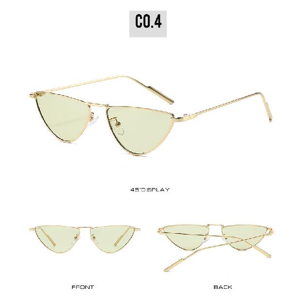 Metal-framed cat-eye sunglasses with light-colored lenses, for men and women