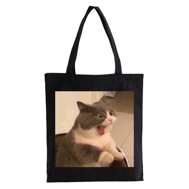 Сумка-шоппер с милым котом, кавайная женская большая холщовая сумка, эко многоразовая сумка для покупок с мультяшным котом, женская сумка