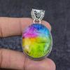 Радужный солнечный кварц драгоценный камень ручной работы кулон из стерлингового серебра 925 пробы 2,17" Y7U93