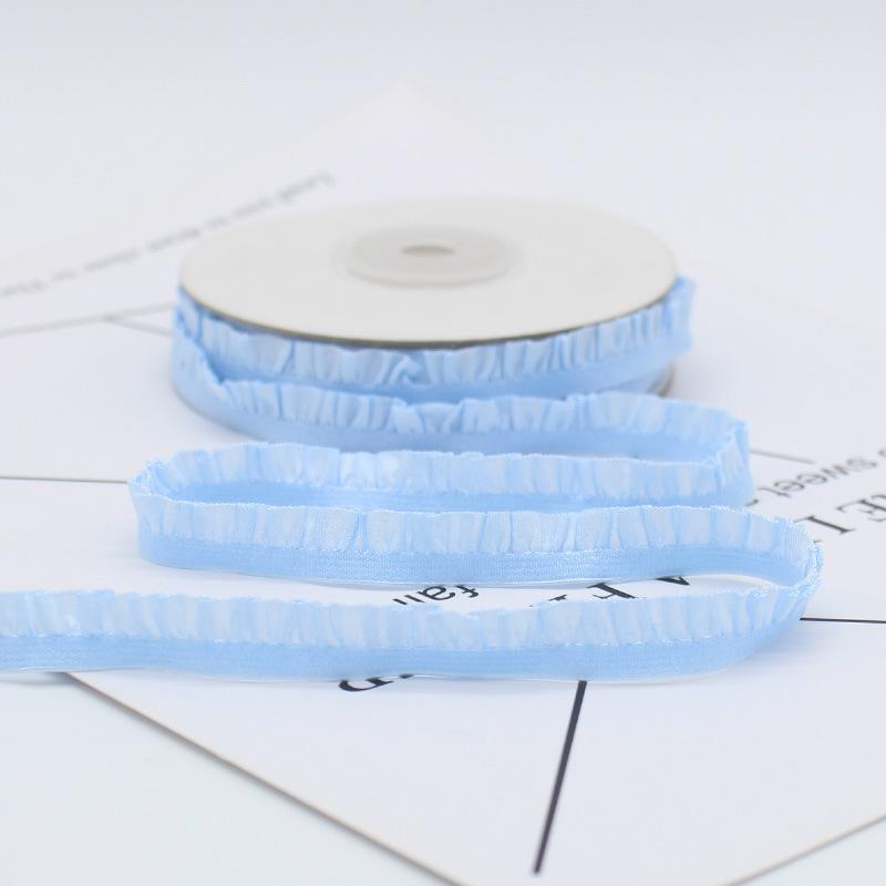 5yards Candy Color Pleated Elastic Ribbon DIY Bracelet Headdress Gift Box Bow Ruffled Woven