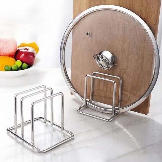 Стойка для хранения Установка без сверления Настенный Органайзер для крышек кастрюль и кухонной утвари из нержавеющей стали Высокая грузоподъемность Держатель для разделочной доски