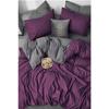 Комплект пододеяльников с простынями, двойной сливовый - серый