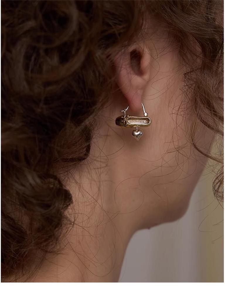 Серьги S925 Пуанты и Сердце - Серебро и Золото Уникальный Подарок 2025