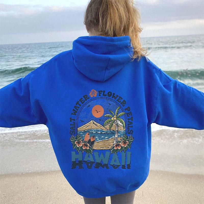 Толстовка с капюшоном и принтом лепестков цветов соленой воды Гавайи