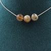 Stones and Minerals. Necklace 3 Beads Agate Bamboo Leaf 8 Mm Stainless Steel Chain.