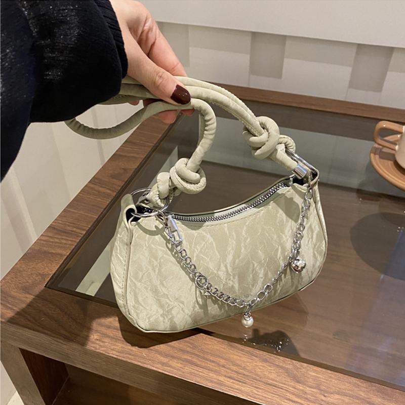 Сумки на плечо из искусственной кожи для женщин, однотонные, повседневные, в форме полумесяца, маленькие сумки на цепочке