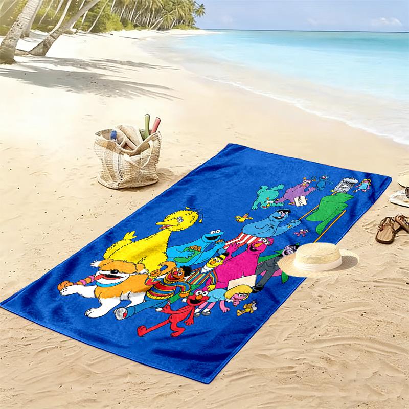 Sesame-Street Print Beach Towel, Large Soft Quick Dry Towel for Beach Camping Swimming
