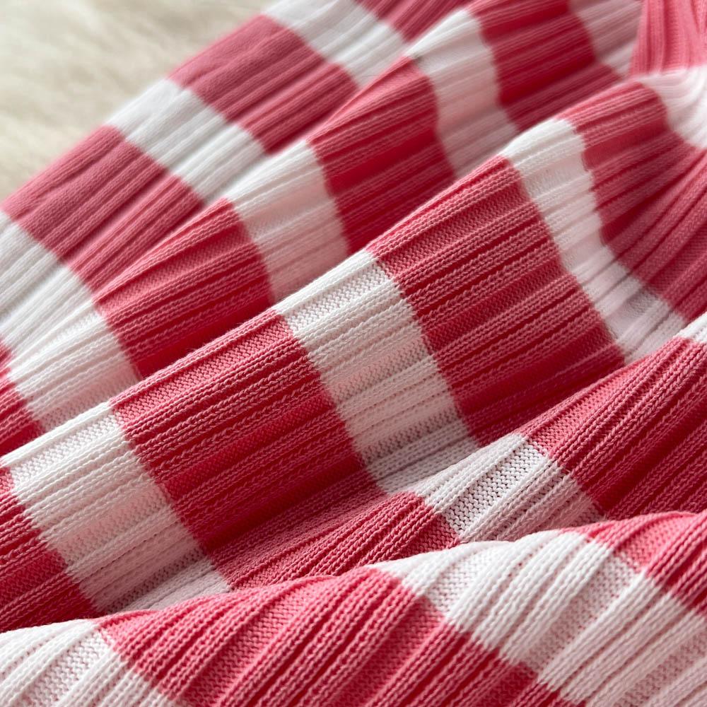 Топ-майка, костюм-двойка, женская летняя юбка средней длины с высокой талией, вязаная