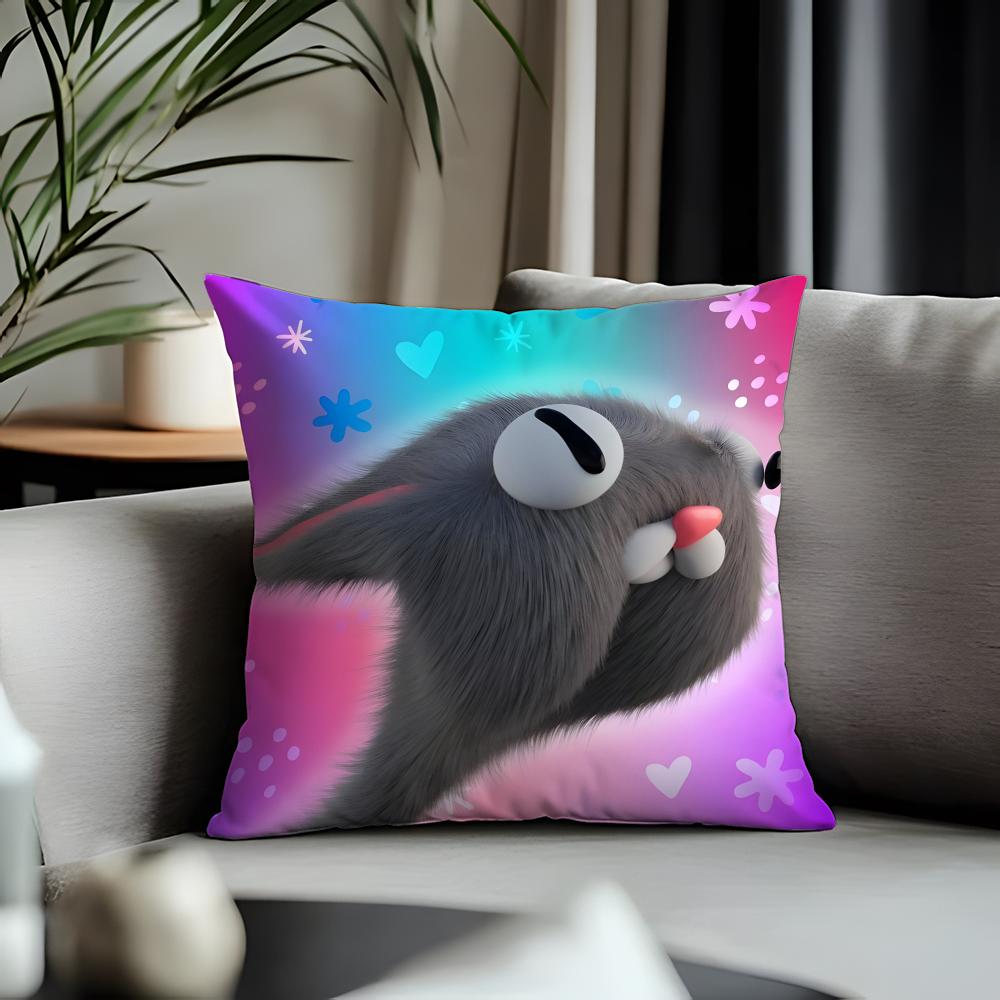 Trending NNoodle and Bunable Cushion Cover Antidustmite Pillowcase Invisible Zipper Silky Short Plush Sofa Cushion Cover