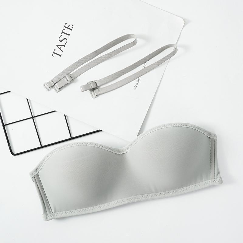 Women's Solid Color Seamless Party Wedding Bras Sexy Simple Girl Underwear Bras 3D Invisible Underwear Without Steel Ring Tube Top Push Up Bra