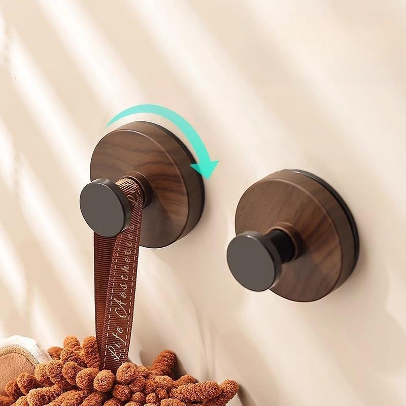 Деревянный крючок для двери из ореха, прочный настенный одинарный крючок, самоклеящийся крючок для одежды, без сверления