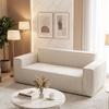Modern Corduroy Sofa Couch, 2 Seater with Deep Seat, Couch for Living Room/Apartment/Office/Home, No Legs/No Installation/Easy to Transport (white)