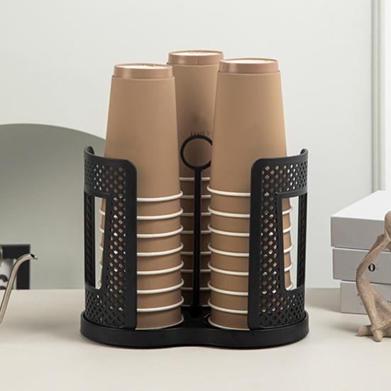 Держатель для бумажных стаканчиков, вращающийся поднос, диспенсер для хранения стаканчиков с 3 отделениями, пластиковый органайзер для кофейных стаканчиков для столешниц, кухонный кофе