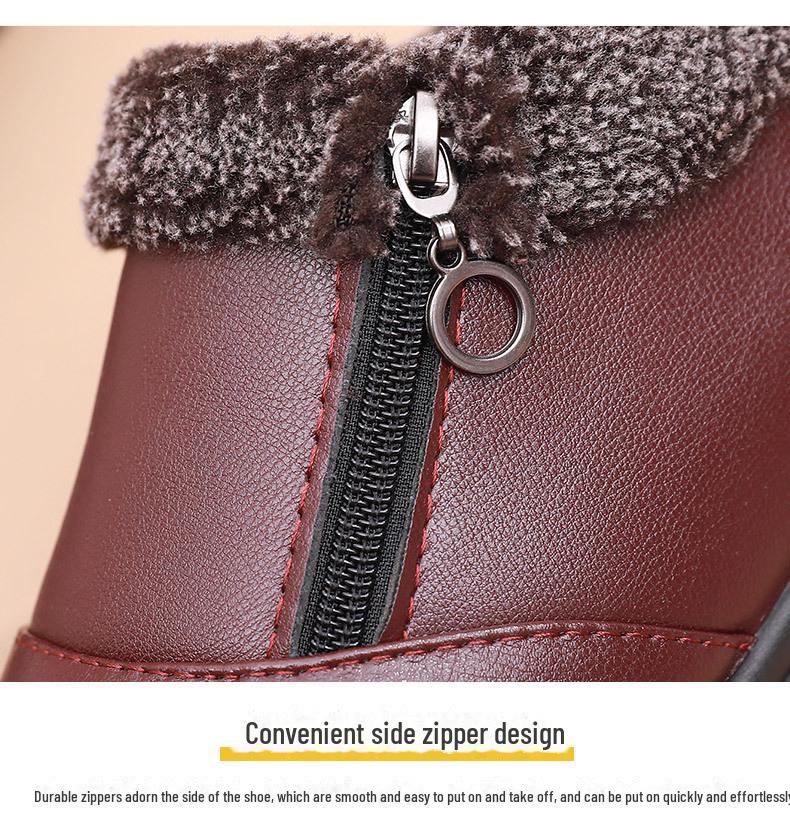 Зимние кожаные балетки Mom's Non-Slip с бархатной подкладкой для женщин постарше