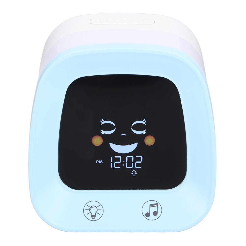 Детский мультяшный будильник с нежной музыкой, ночник, успокаивающий настроение, цифровые часы для обучения сну, синий