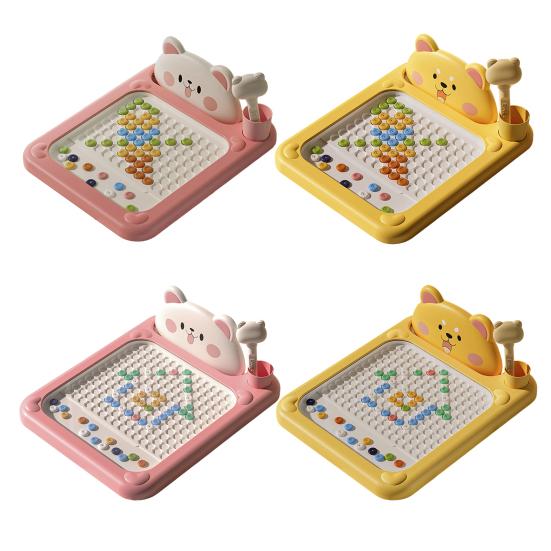 Магнитная доска для рисования с медвежьим дизайном, интерактивная игра с ручкой-бусиной, доска для набросков с узорами, портативная для путешествий