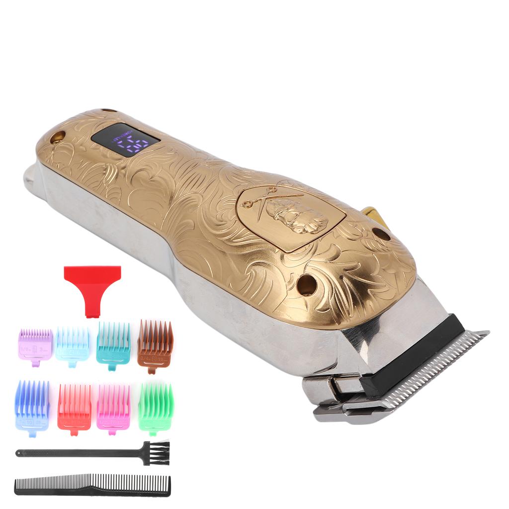 Electric Hair Clippers LCD Cordless Hair Trimmer Haircut Cutting Grooming Kits Gold