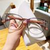Fashion Anti Blue Light Glasses Women Retro Wood Grain Leg Glasses Transparent Square Glasses Frame Flat Computer Goggles