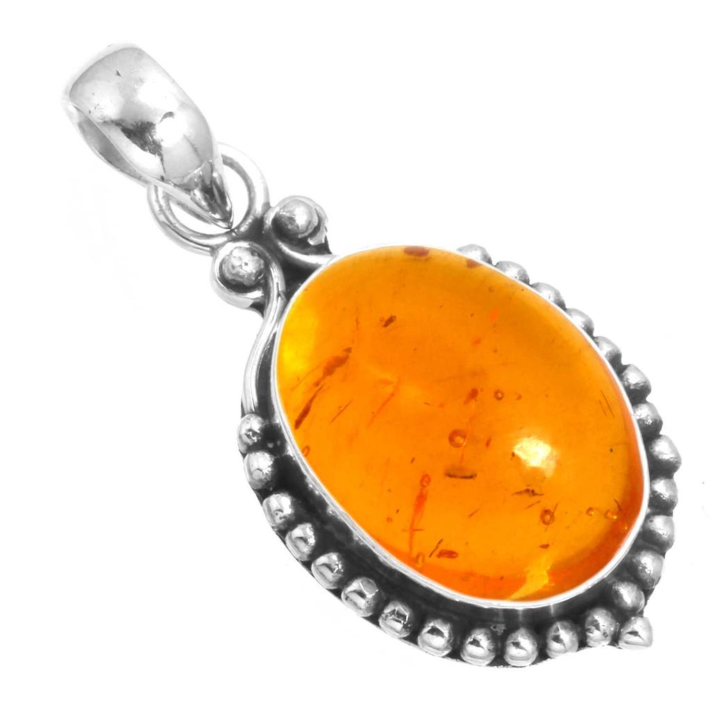 925 Sterling Silver Pendant Women Handmade Jewelry Friendship Day Gift Amber Amethyst Black Onyx Carnelian Garnet Quartz Green Onyx Gold Stone