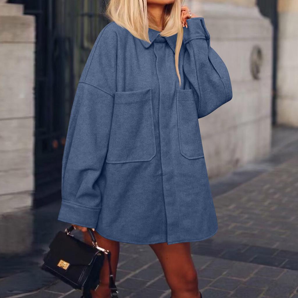 Women's Faux Suede Button Jacket Oversized Gathered Hem Short Length Coat Casual Vintage Outerwear With Pockets