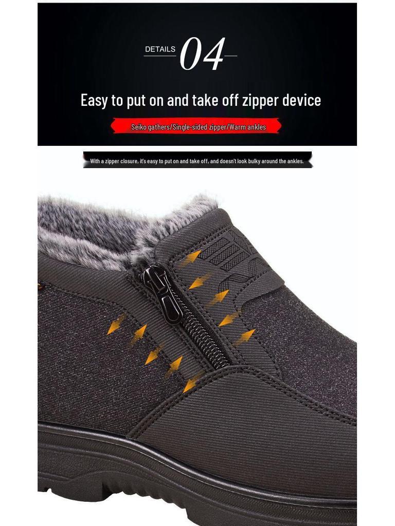 Мужские зимние водонепроницаемые нескользящие ботинки на плюшевой подкладке для пожилых