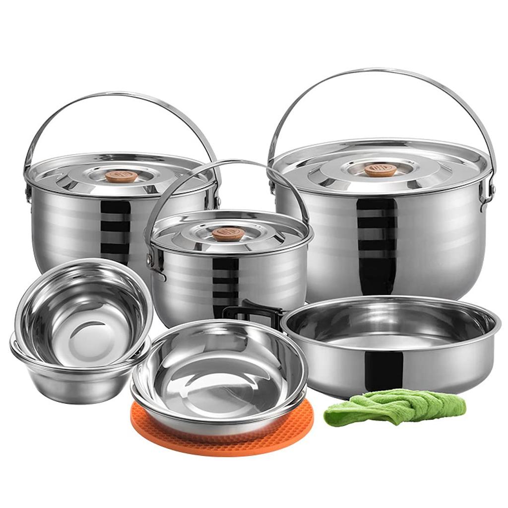 NANGGEAR Camp Cooker Set Bonfire BBQ Pot Set Плита из нержавеющей стали на 8 человек (Nanko Gear) НАН-МС-240