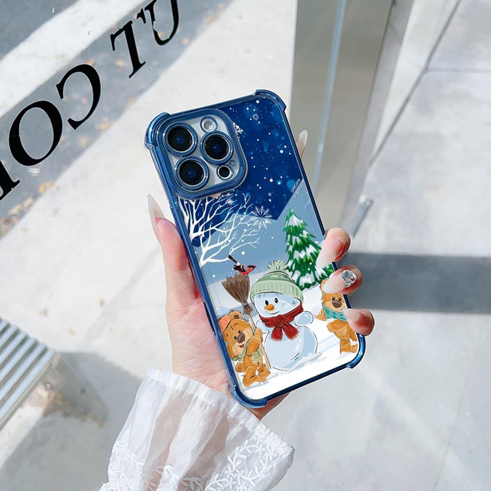 Чехлы для телефонов Ae108 Happy New Year Merry Christmas из гальванизированного ТПУ для Xiaomi 11 Lite Redmi Note 13 Pro 12C 9S 14C Huawei с защитой на четыре угла
