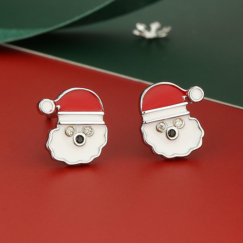 Рождественская серия Лось Снежинки и Оленьи рога Свежий Красный Милый Темперамент Серьги