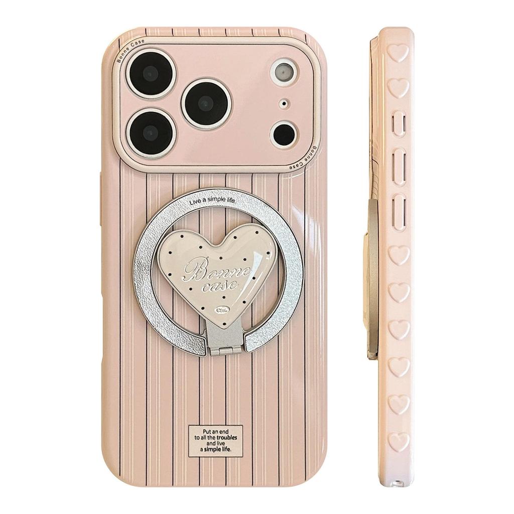 Креативный чехол-подставка в полоску в форме сердца для iPhone 16, iPhone 17, iPhone 17 Pro Max