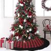 Christmas Decoration Supplies Plaid Cloth 120Cm Tree Skirt Red And Black Plaid Flannel Tree Skirt, Christmas Tree Decoration